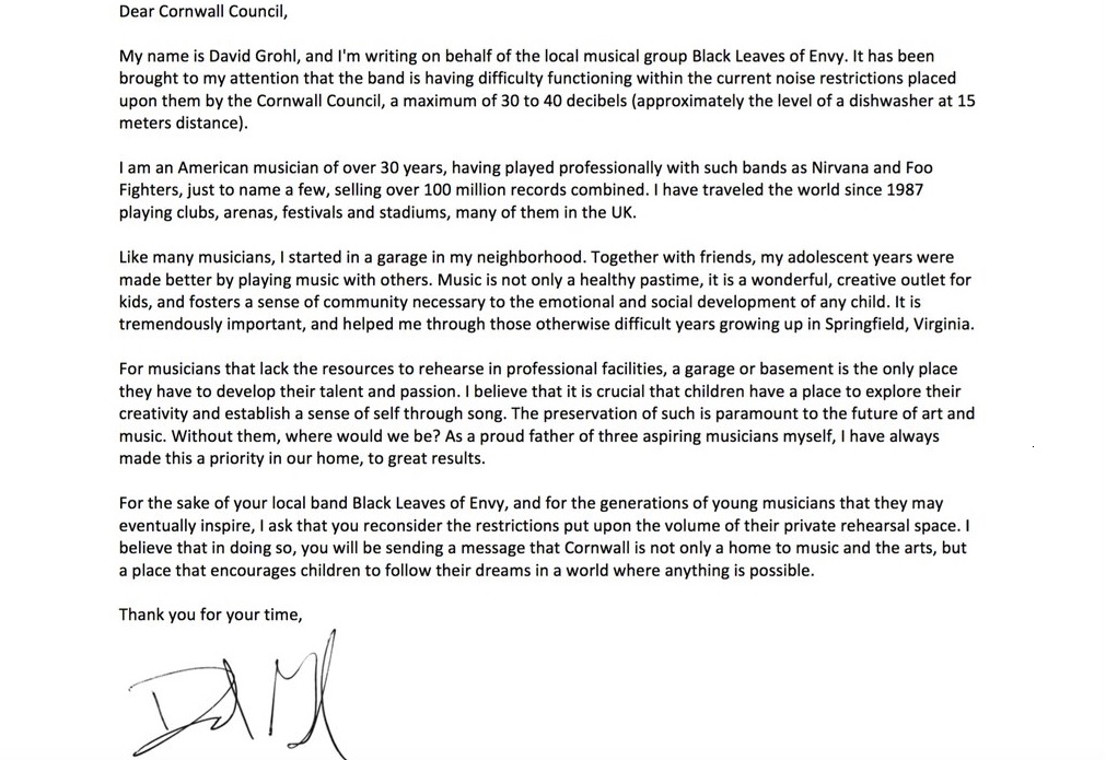 dave grohl letter